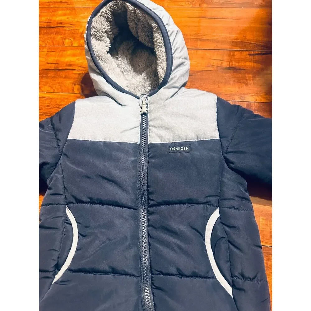 OshKosh B'Gosh Infant One-Piece Cozy Sherpa-Lined Hood Snowsuit Pram 6-9 mos.